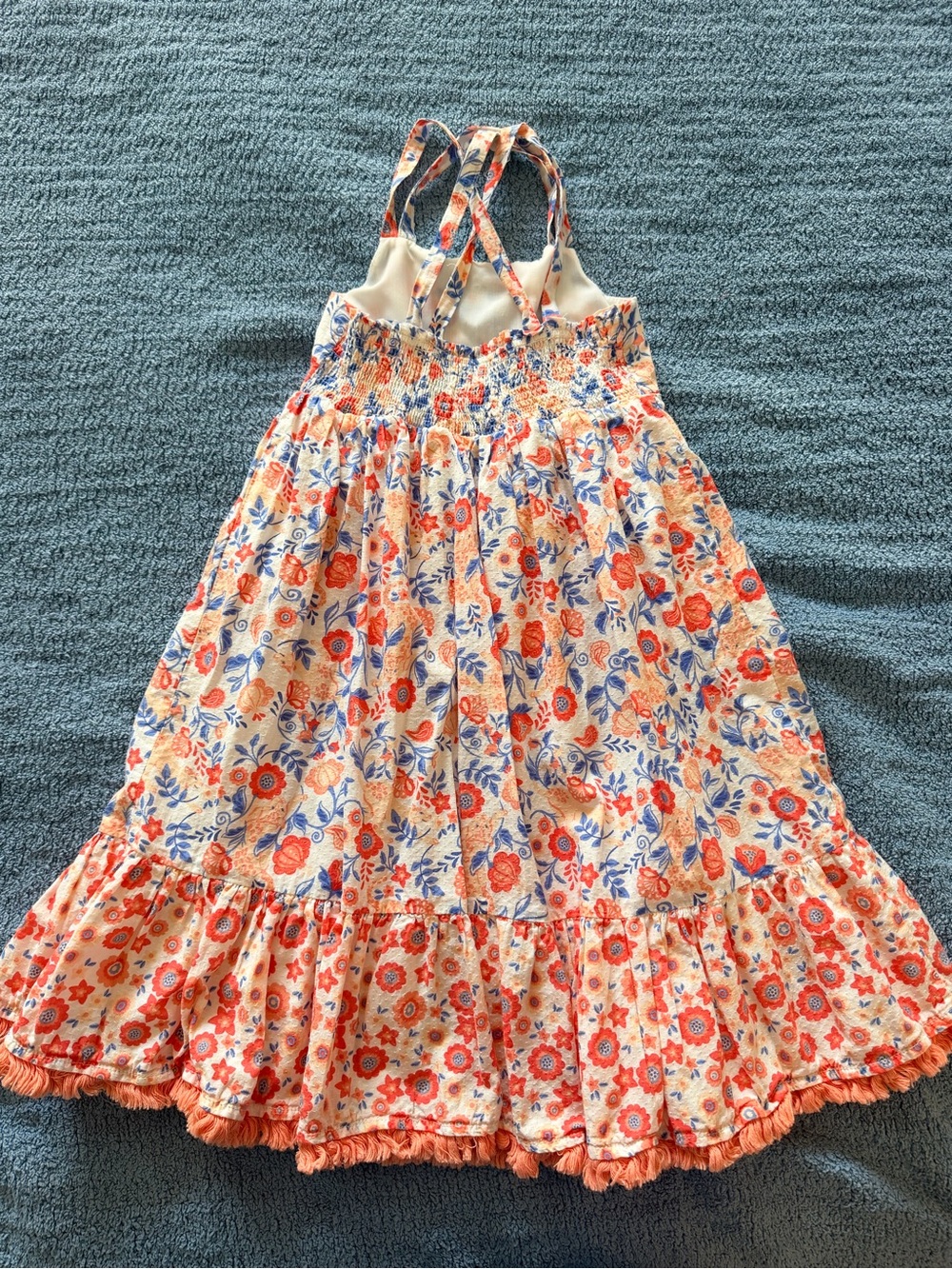 Haute Hippie Girls Floral Sundress in Orange & Blue